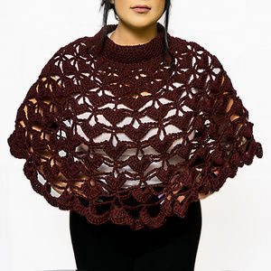 Crochet Cape, Shawl, Burgandy Color